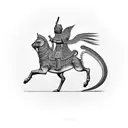 Combine elements of ancient Iran with a modern twist, such as a Sasanian soldier riding a griffin, symbolizing strength and power tattoo design idea