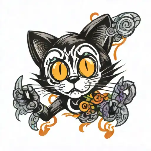 felix the cat trippy tattoo design idea