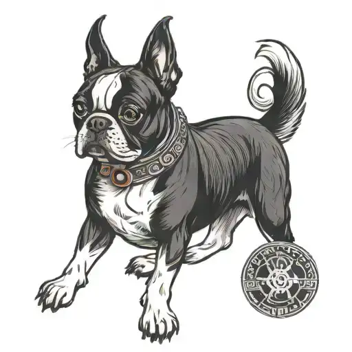 boston terrier dog tattoo design idea
