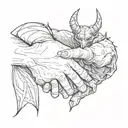 human and devil handshake small for concept tattoo tattoo design idea