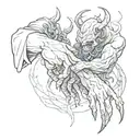 human and devil handshake  tattoo design idea