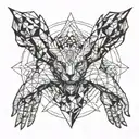 human and devil handshake tattoo design idea