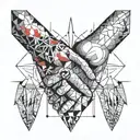 human and devil handshake tattoo design idea