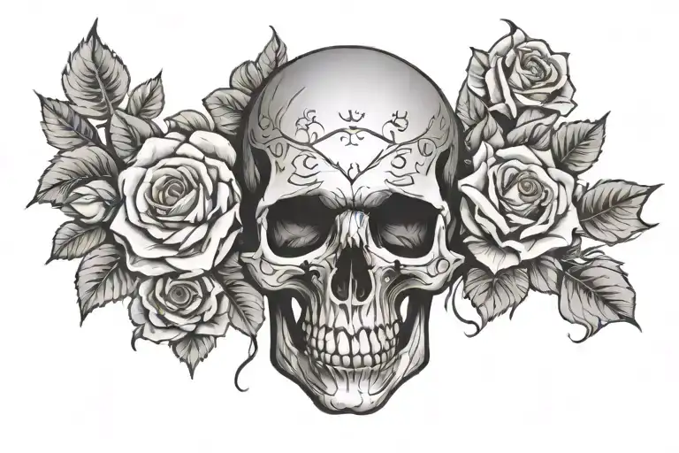 Skull and Roses mandala design incorporating elements tattoo design idea