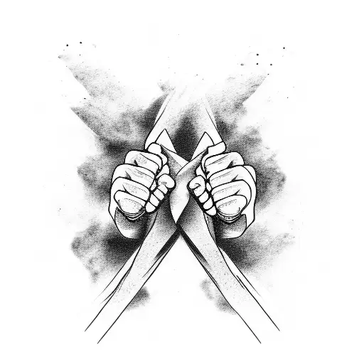 outline three fists together  tattoo design idea