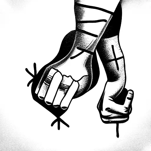 outline three fists together  tattoo design idea