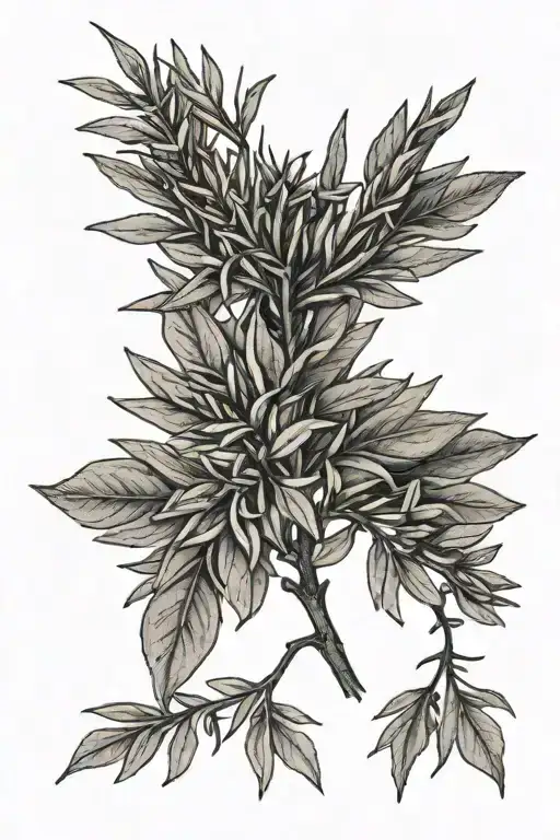rosemary and hazel leaf tattoo design idea