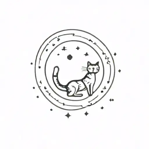 moon phase with cat silhouette  tattoo design idea