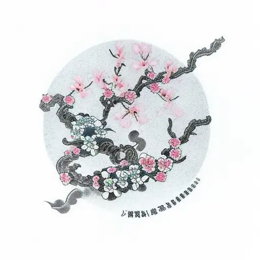 tantō With cherry blossom tattoo design idea