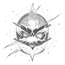 moon raising up from hell behind explosions of magical lightning tattoo design idea