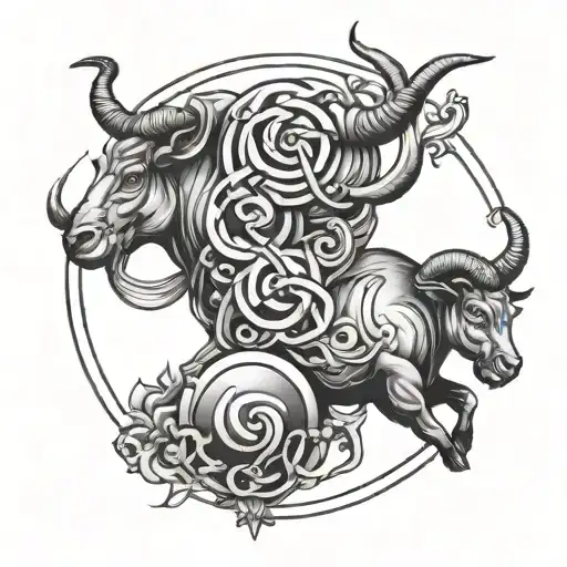 Taurus, Aries, Libra and Aquarius zodiac sign tattoo design idea