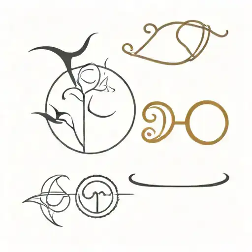 Taurus, Aries, Libra and Aquarius symbol incorporated tattoo design idea