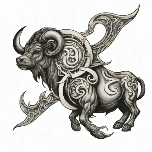 Taurus, Aries, Libra and Aquarius zodiac sign tattoo design idea