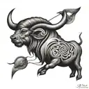 Taurus, Aries, Libra and Aquarius zodiac sign tattoo design idea