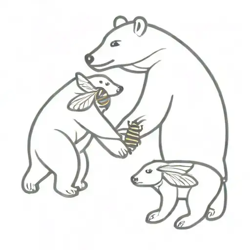 two bears a junebug a bee tattoo design idea