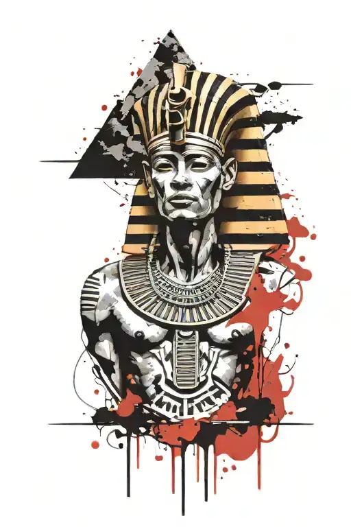 Egyptian pharaoh warrior with pyramids tattoo design idea