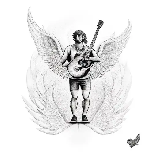 Icarus Holding a Guitar  tattoo design idea