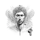 Icarus Holding a Guitar  tattoo design idea