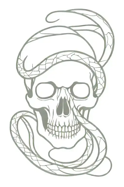 Skull and snake tattoo design idea