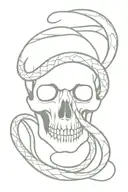 Skull and snake tattoo design idea