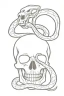 Skull and snake tattoo design idea