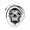 skull with snake inside crying with black blood tattoo design idea