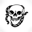 skull with snake inside crying with black blood tattoo design idea