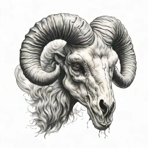 Aries ram skull tattoo design idea