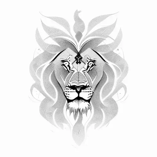 lion and phoenix  tattoo design idea