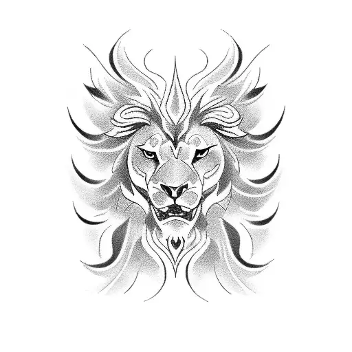 Phoenix and Lion tattoo design idea