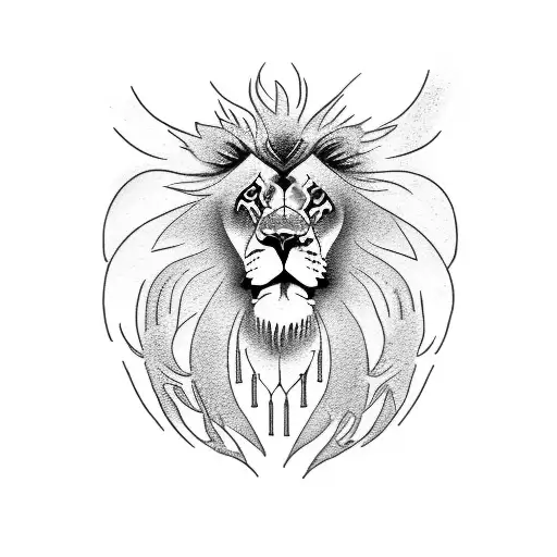 lion and phoenix tattoo design idea