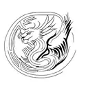 Phoenix and Lion tattoo design idea