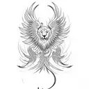Phoenix and Lion tattoo design idea