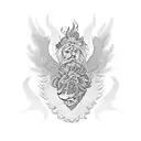lion and phoenix tattoo design idea