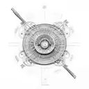 An intricate design incorporating the text 'Romans 12:19' surrounded by musical instruments tattoo design idea