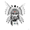 Native american chief with feather headdress  tattoo design idea