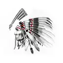 Native american chief with feather headdress  tattoo design idea
