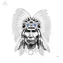 Native american chief with feather headdress  tattoo design idea