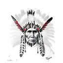 Native american chief with feather headdress  tattoo design idea