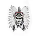 Native american tattoo with feather headdress. For a tattoo that will cover the right forearm tattoo design idea