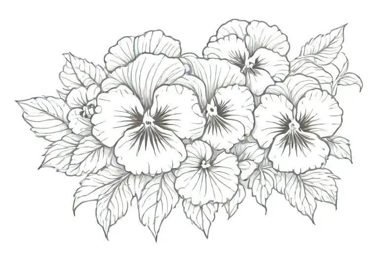 Pansy flowers with russian flag colors tattoo design idea