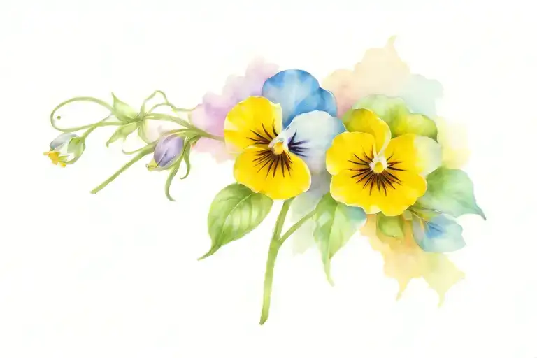 Wild pansy flowers with russian flag background tattoo design idea