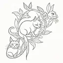 cat,parrot,fish and rabbit tatoo  tattoo design idea