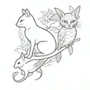 cat,parrot,fish and rabbit tatoo  tattoo design idea