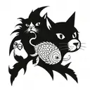 cat,parrot,fish and rabbit tatoo  tattoo design idea