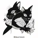 cat,parrot,fish and rabbit tatoo  tattoo design idea
