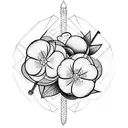 samurai sword cherry blossooms tattoo design idea