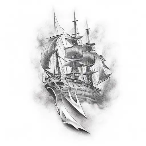 Burning Ship  tattoo design idea