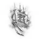 Burning Ship  tattoo design idea
