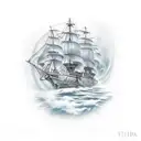 Burning Ship  tattoo design idea